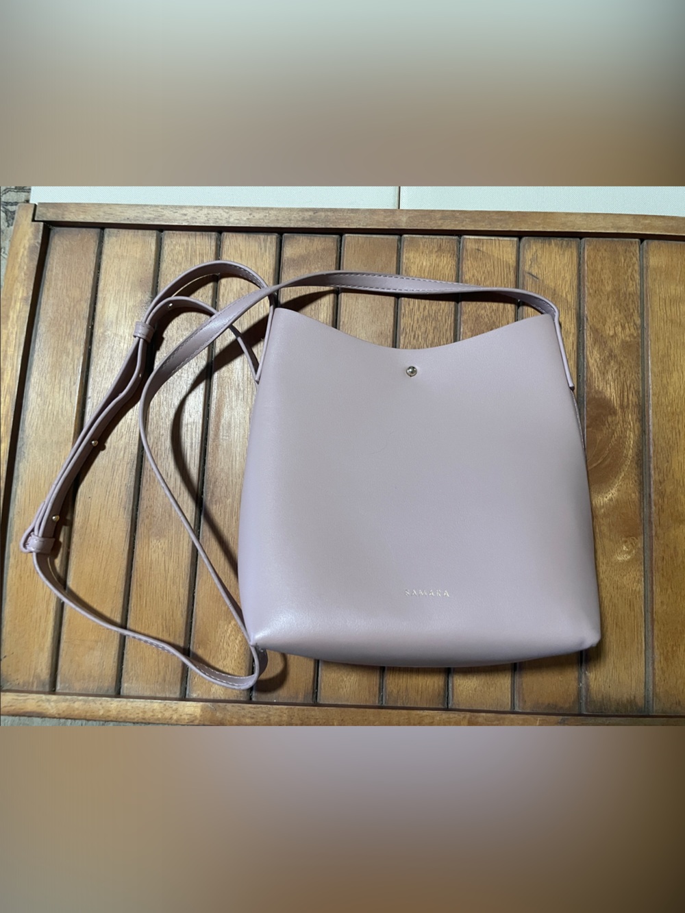Samara Vegan Leather Dusty Rose Crossbody Bag with Gold Detail